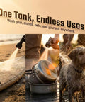 9.5 Gallon Pressurized Water Tank With Aluminum Roof Rack Mount for Camping, sprays surfboard, dishes, dog; versatile use