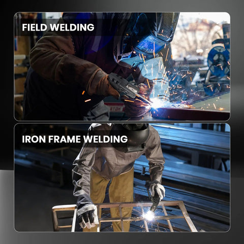 Welders using ergonomic copper welding stinger for field and iron frame welding sessions