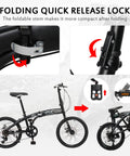 20 Inch Folding Bike With 7 Speed Shimano System Ready To Ride 100 Percent Assembled Dual Disc Brakes Fork Suspension High Carbon Steel Frame Non Slip Tires Adjustable Saddle Black And Green Ideal Commuter Foldable Ride with quick release lock
