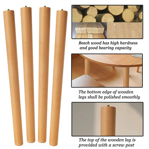 24 Inch Solid European Beech Wood Table Legs Set Of 4 For Desks And Coffee Tables With Angled Mounting Plates Mid Century Modern Style Built Tough Heavy Duty 500lb Capacity Easy Install