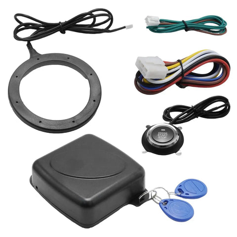 Components of 12V Car Alarm System With RFID Keyless Entry And Push Start Button Kit Engine Start Stop Ignition Switch for anti-theft security