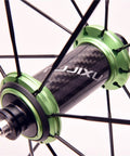 Close-up of carbon fiber tube hub on 700C Road Bike Wheelset Ultralight 40mm Aluminum Rim Reflective Finish With Carbon Fiber Tube Hub