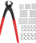 Stepless Single-Ear Hose Clamp Pliers Kit with 200 Pcs 304 Stainless Steel Clamps, 5.8-21mm, Pro-Grade for DIYers and Pros