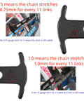 All In One Bike Chain Breaker Tool Set for 1 to 12 Speed Chains Includes Chain Pliers and Wear Indicator shown in use with chain wear gauge