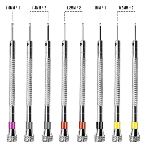 8 Piece Precision Jewelers Screwdriver Set 0.8mm To 1.6mm For Watches Eyeglasses And Jewelry Repairs Pro Grade Tools Kit