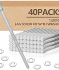Heavy Duty Wood Lag Bolts Kit With Washers 40 Pack Half Inch By Ten Inch Hot Dip Galvanized Hex Lag Screws For Decks And Fences Tandefio