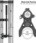 Heavy Duty Auto Pool Gate Latch With Snappy Spring Closer And Easy Push Release For Child Safe Chain Link Fences showing size measurements.