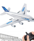 Ready To Fly 2.4GHz RC Airplane Toy With Gyro A380 Style Foam Jet shown with controller, ideal for beginners