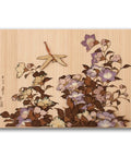 Ukiyoe Art Kit Dragonfly And Bellflower Inspired By Hokusai Made In Japan on cedar wood with floral design, A4 size