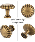 Round Antique Brass Cabinet Knobs 1-1/4 Inch, 10 Pack, Beefy Heavy Duty Metal Hardware With Rust Resistant Finish, Includes Two Screw Sizes 1 Inch And 1-1/2 Inch For Easy Installation On Kitchen And Bathroom Cabinets, solid zinc alloy