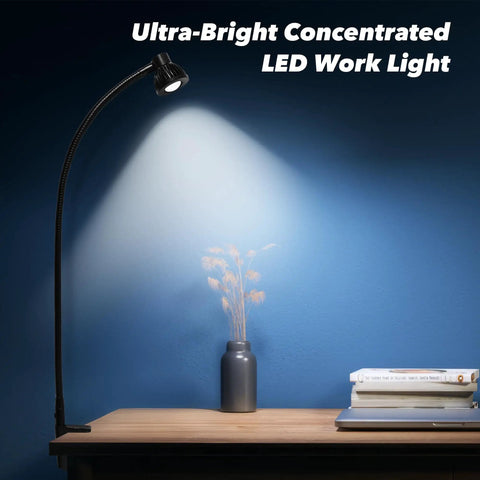 5W COB LED Desk Lamp With Long Swing Arm 110V 220V Metal Architect Task Light Clamp Mount Adjustable Folding Twin Arm Clip On Table Lamp Black Workhorse For Task Lighting Reading And Detail Work