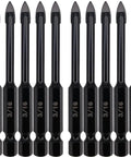 Hymnorq 3/16 inch glass and tile drill bit set, 10 pcs, tungsten carbide tipped, 1/4 hex shank, painted black