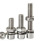 304 Stainless Steel M6 Hex Socket Head Cap Screws And Nuts Kit With Fifty Sets Of Matching Nuts And Cylindrical Bolts For Indoor And Outdoor Use Great For DIY Gear Projects Furniture Electronics And Mechanical Builds. 304 stainless M6 screws, nuts, and washers