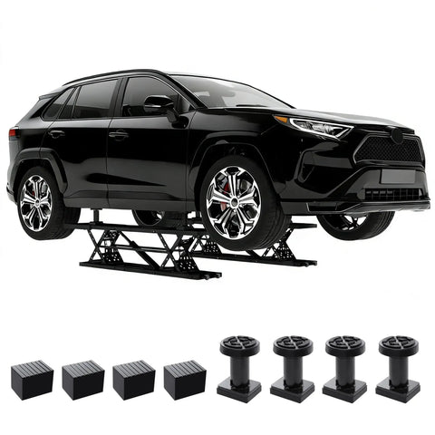 Beefy 7000 Lbs Portable Car Lift With 26.8 Inch Max Height Four Column Quick Jack elevating SUV, includes extended plates