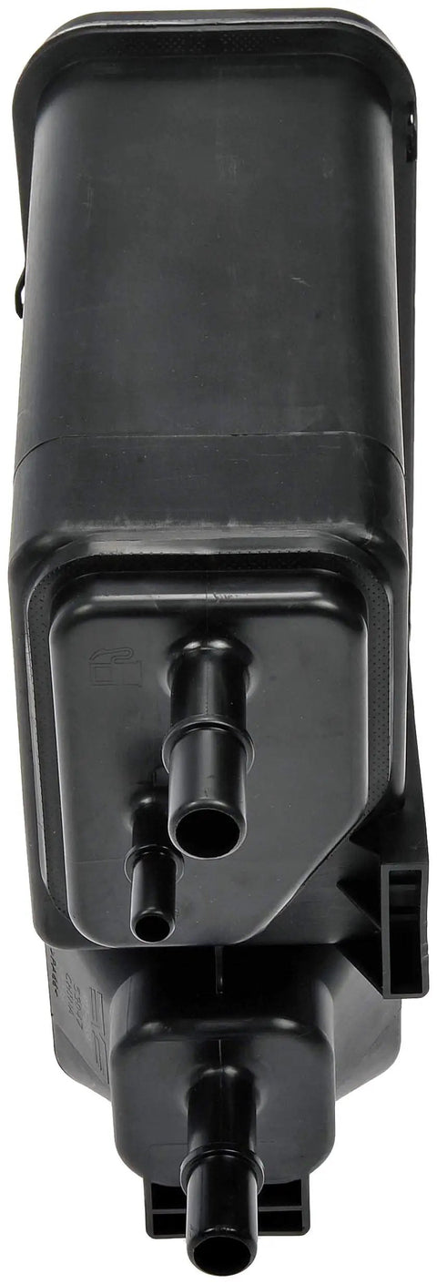 911-268 Evaporative Emissions Vapor Canister Replacement for Select Chevy and GMC Rigs, front view of black plastic canister