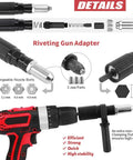 Professional Rivet Gun Adapter Kit With Flex Head And 210 Pcs Assorted M3 M4 M5 Aluminum Pop Rivets Includes Wrench And Clamping Fixture For Bulldog Tough Sheetmetal And Industrial Ductwork Projects showing detailed components.