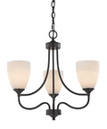 Arlington 3 Light Chandelier In Oil Rubbed Bronze, Metal And Glass Ceiling Fixture For Dining Room, Farmhouse Modern Style