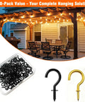 120-pack of black and gold Half Inch Small Screw Hooks Set 120 Pcs Rust Resistant Coated Steel Mini Twist In Hooks for indoor outdoor use
