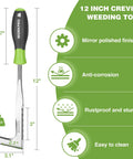 Crack Weeder 12 Inch Stainless Steel Crevice Tool With Soft Grip Handle L Shaped Sidewalk Weed Puller Spatula features