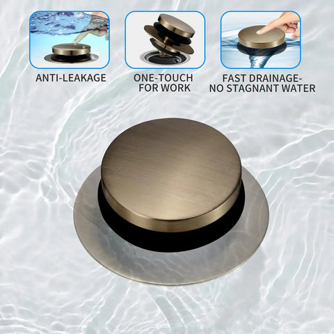 Universal Bathtub Drain Stopper Fits 1.5 To 1.72 Regular Drains Adjustable Rubber Plug shown in water, featuring anti-leak design.