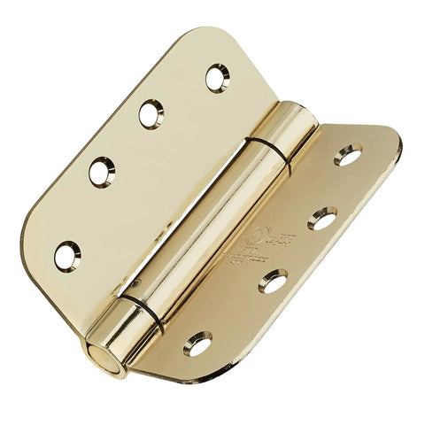 Heavy Duty Pro Grade 4 Inch Self Closing Spring Door Hinge With Five Eighth Inch Radius Corners UL Listed Brass Pack Of 2