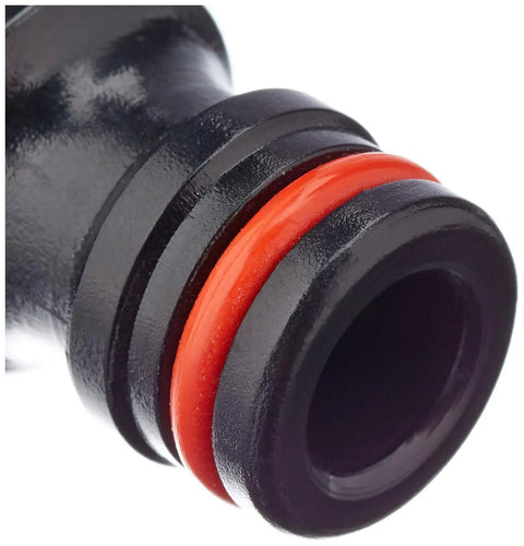 Close-up of Three Way Quick Diverter Hose Fittings with easy snap on ends, showing automatic quick connects for garden water lines.