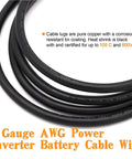 6 AWG Tinned Copper Battery Wire Kit With 13.1 Ft Red And Black Power Cables UL1015 CSA Approved Includes Two 6.5 Ft Cables, Six Three-Eighths Inch Lugs, Six Five-Sixteenths Inch Lugs, Heat Shrink Tubing, OFC Welding Cable For Inverters And Boats, black cable coil