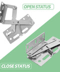 Open and closed views of Scissor Hinges With Mounting Screws Nickel Plated Steel Tip Out Tray Hinges For Kitchen Sink Tip Out Tray.
