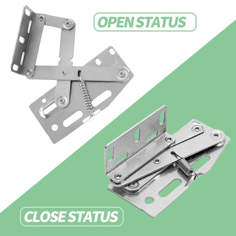 Open and closed views of Scissor Hinges With Mounting Screws Nickel Plated Steel Tip Out Tray Hinges For Kitchen Sink Tip Out Tray.