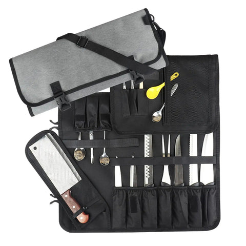 Large Capacity Chef Knife Roll Bag With Compartments For Camping Picnics And Hiking Heavy Duty Knife Roll Case To Protect Tools