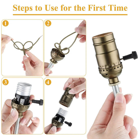 Easy DIY Table Lamp Repair Kit With 3 Way Socket And 96 Inch Cord Bronze assembly steps.