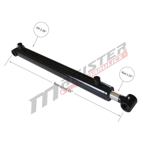 Beefy Heavy Duty Welded Hydraulic Cylinder 2 Inch Bore 18 Inch Stroke With Cross Tube Ends Double Acting 3500 PSI Industrial Grade