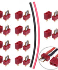 10 Pairs T Plug Connectors Male And Female Deans Style With Shrink Tubing Durable Gold Plated Copper Contacts Flame Resistant Hard Plastic Insulation For RC LiPo Battery Pack ESC Electric Motor Parts