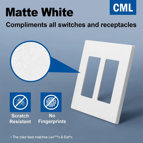 Dope Screwless Double-Gang Wall Plates Matte White 12 Pack Light Switch Covers, shows texture and features like scratch resistance.