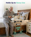 Heavy Duty Bed Rails for Seniors 180 Degree Foldable One Hand Operation Adjustable Height and Width Safe Guard in use