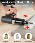 4 In 1 Pneumatic Rivet Nut Gun Set With Quick Change Nozzles For 10 To 24, One Quarter, Five Sixteenth, And Three Eighths Nutserts