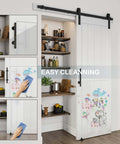 Sliding Barn Door 30x84 Inch With Five Foot Hardware Kit And Handle Floor Guides Pre Drilled Holes Easy Assembly Installation Manual Waterproof PVC Surface H Frame White DIY Friendly in modern kitchen