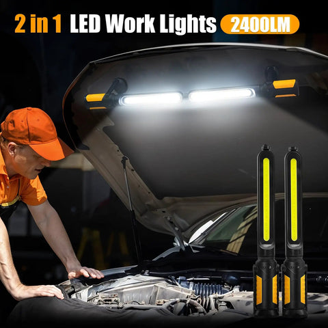 Pro Grade Dual Underhood Work Light With Smart Sensor Control 2400 Lumens LED 4400mAh installed under car hood