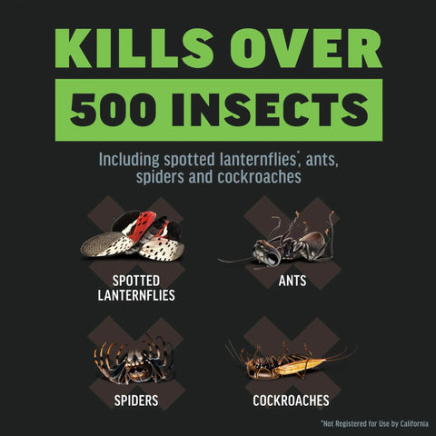 Kills over 500 insects including spotted lanternflies, ants, spiders, and cockroaches. Fast Acting Insect Killer For Lawns And Landscapes Ready To Spray 32 Oz Kills 500 Plus Insects On Contact And Keeps Killing For Up To 3 Months In Your Yard.