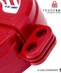 Close-up of Heavy Duty Gate Valve Lockout For 1 To 2.5 Inch Valves Red Lockout Tagout Lock With Impact Resistant features