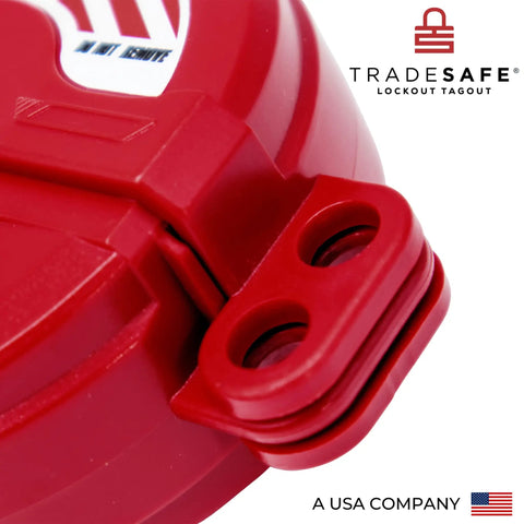 Close-up of Heavy Duty Gate Valve Lockout For 1 To 2.5 Inch Valves Red Lockout Tagout Lock With Impact Resistant features
