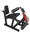 4 In 1 Leg Extension Curl Machine for home gym with leg developer and hip thrust station, black and red frame, side view.