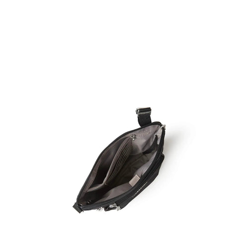 Open view of Pocket Crossbody Bag For Women, Lightweight Durable Nylon, Water Resistant Travel Purse With RFID Wristlet showing interior compartments.
