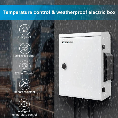 Beefy Outdoor Electrical Box With Thermostat And Fan For Weatherproof Protection in rain with size 19.6 x 15.7 x 7.9