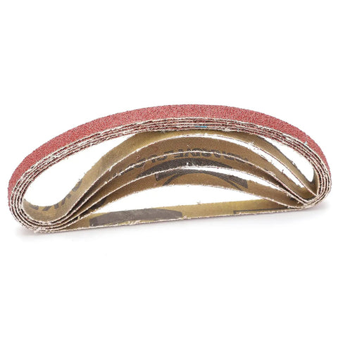 Badass Sandpaper Belt Replacement 20 Piece Set For Belt Sander Tools 330X10mm Abrasive Strips stacked for metal wood grinding.