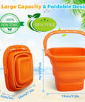 Collapsible Silicone Beach Bucket Large Pail For Sand And Water Play Kid And Adult Friendly shown folded and expanded