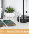 Modern Table Lamps With Dual USB Ports And AC Outlets Must Have Space Saving Bedside Lamps with smartphone charging on desk