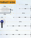 Spike Roller For Self Leveling Cement Kit Featuring A 9 Inch Screed Spiked Roller With A 77 Inch Extension Pole size diagram