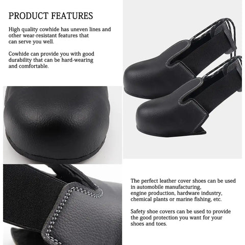 Built Different Steel Toe Safety Shoe Covers With Grind Ready Cowhide Leather No Sweat Adjustable Straps Kick Proof Rubber Soles For Construction Crews And All Day Worksite Comfort
