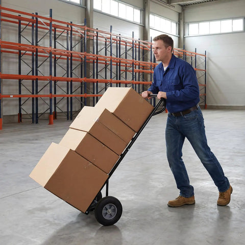 Heavy Hitter Metal Hand Truck With 600 Pound Capacity Smooth Rolling 10 Inch Rubber Wheels And Ergonomic P Handle Lay Flat Foldable Base Plate For No Sweat Home Or Warehouse Cargo Hauling